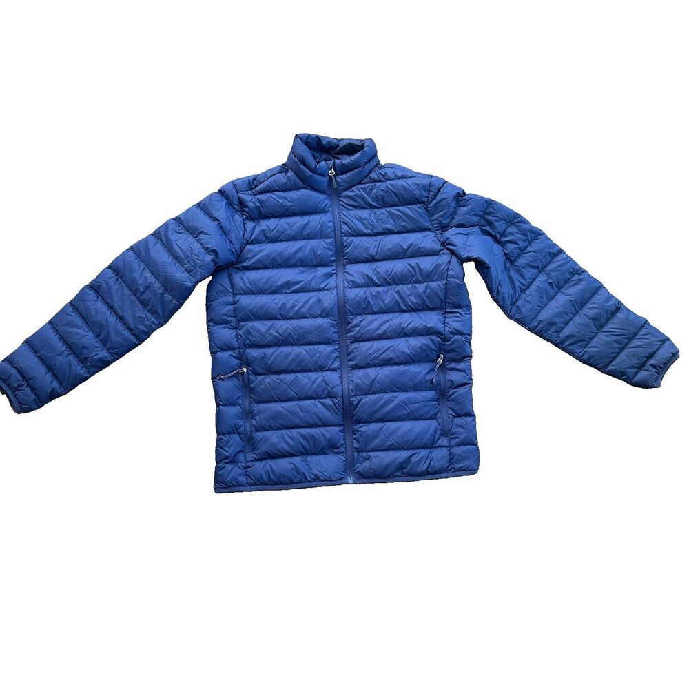 Eddie Bauer Men’s Small EB650 Down Puffer Jacket Blue Packable Full Zip